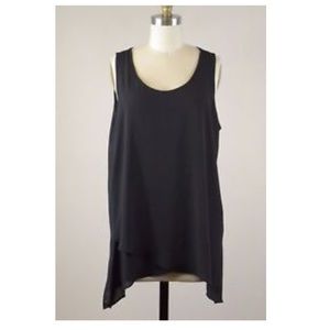 Pleione Asymmetrical Black Chiffon Tank - M